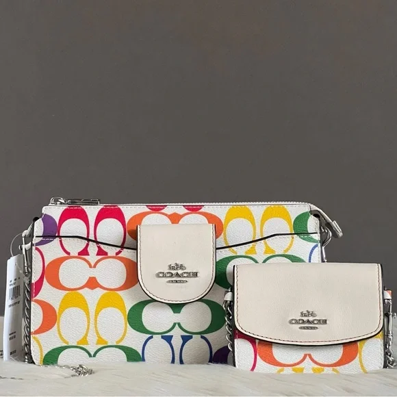 C4697 - Coach Poppy Crossbody in Rainbow Signature Canvas - Picture 1 of 15